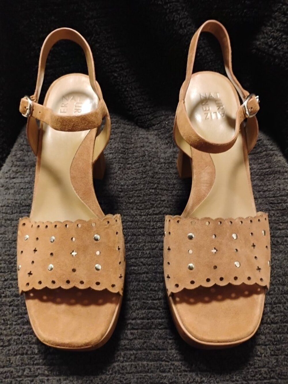 Naturalizer Women's Kira Block Heel Square Toe Platform Sandals in Brown size 12
